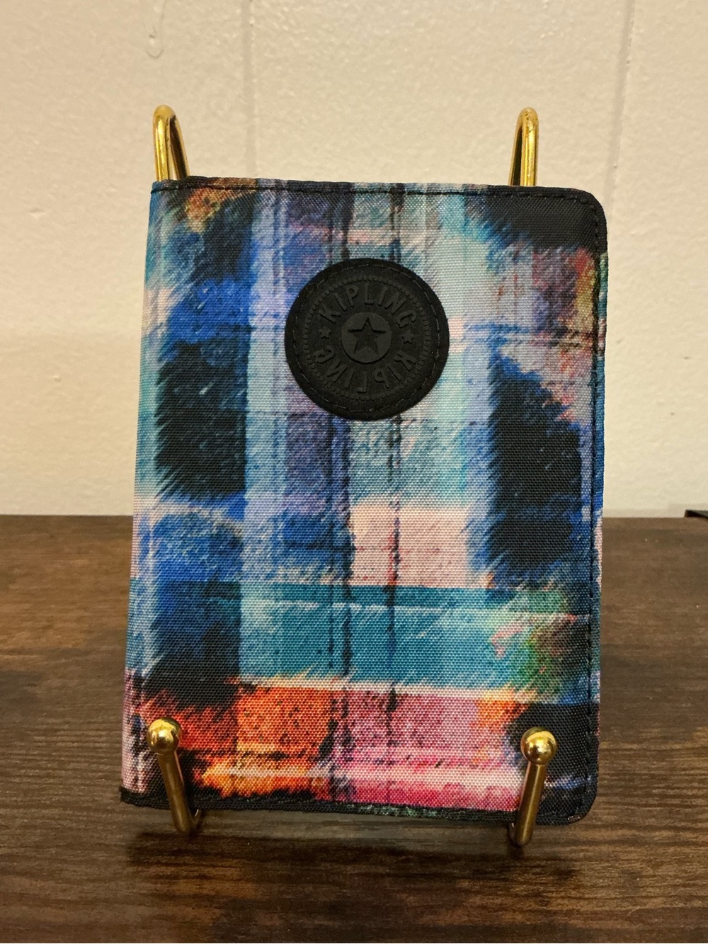 A Rare Vintage Multicolor Kipling Nylon Passport Holder Wallet